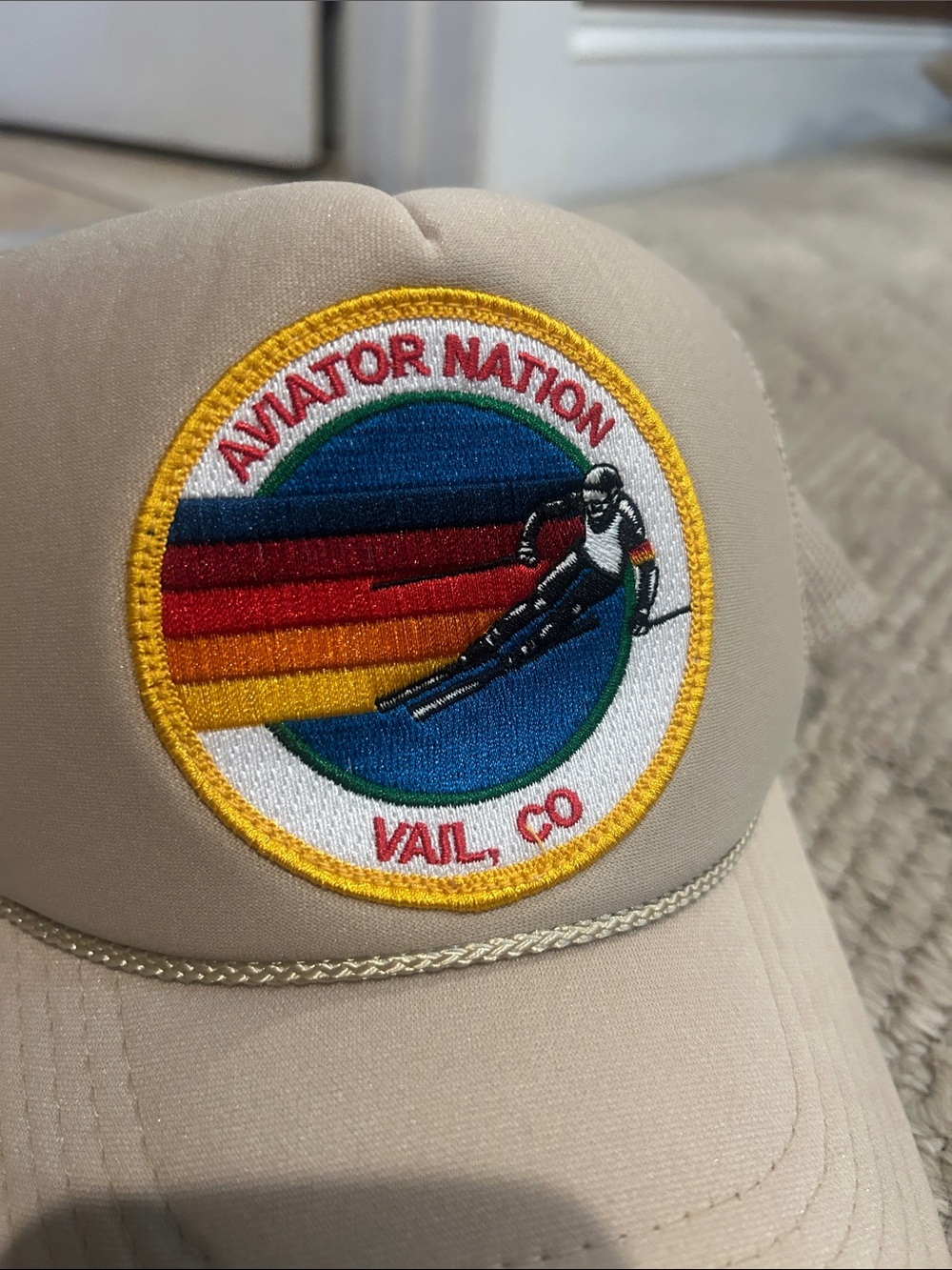 Aviator Nation Cream Trucker Hat with Retro Patch - Picture 3 of 11